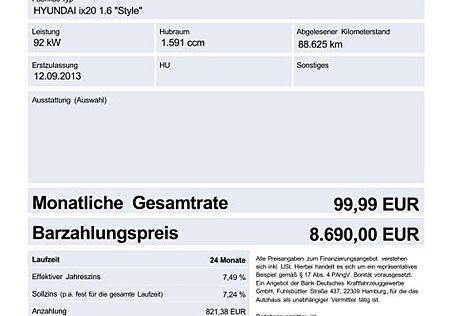 Hyundai ix20 1,6 2.HAND/AHK/SHZ/CLIM./8FACH/ALU/GARANTIE