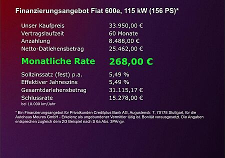 Fiat 600e e 115 kW La Prima Navi El. Heckklappe Massa