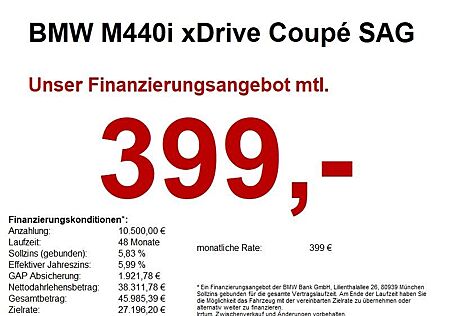 BMW M440i xDrive Coupé SAG LASER/HUD/ACC/HiFi/DAB