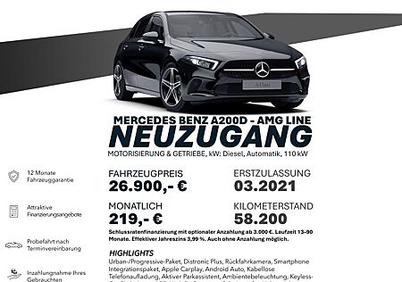 Mercedes-Benz A 200 D/DISTRO+/RÜCKFAHRK/SITZH//LED/MBUX Bi