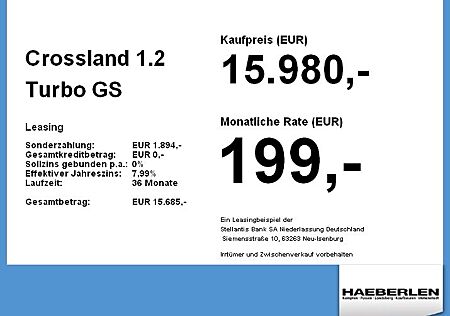 Opel Crossland X Crossland 1.2 Turbo GS Line FLA SpurH LM LED