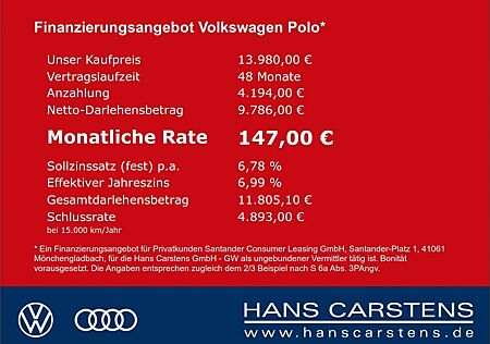 VW Polo Volkswagen 1,2 l TSI Allstar DSG Navi Tempomat Sitzhei