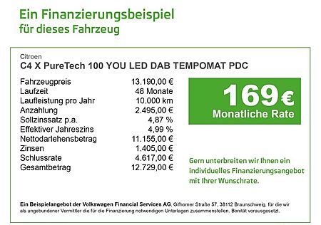 Citroën C4 X PureTech 100 YOU LED DAB TEMPOMAT PDC