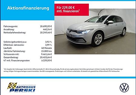 VW Golf Volkswagen VIII 8 1.0 TSI Life KLIMA, NAVI, LED