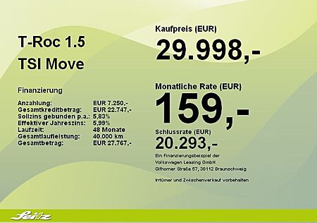VW T-Roc Volkswagen 1.5 TSI Move *LED*KAMERA*NAVI*PDC*