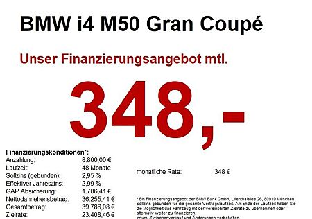 BMW i4 M50 Gran Coupé AHK/LASER/hk/CAM/MEMO/M-Gurt