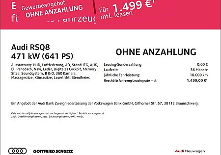 Audi RS Q8 RSQ8 performance 4.0 TFSI quattroHUD Luftfederun
