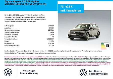 VW Tiguan Allspace Volkswagen 2.0 TDI Highline 4MOTION+AHK+LED