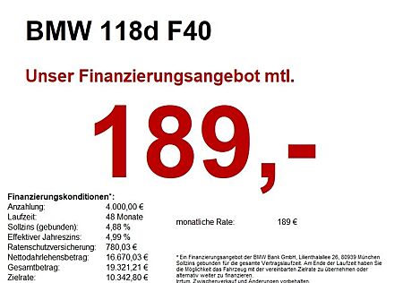 BMW 118d F40 AHK/LED/TEMPO/SH/PDC/TOP! AHK/LED/TEMPO
