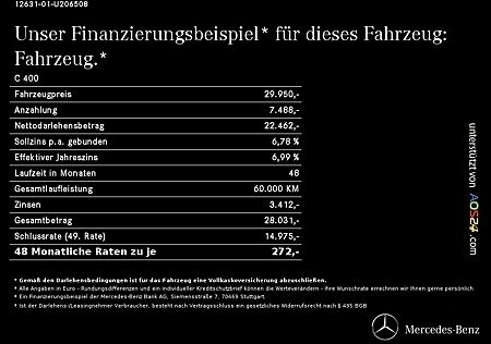 Mercedes-Benz C 400 T 4M AMG PANORAMA COMAND BURMESTER NIGHT