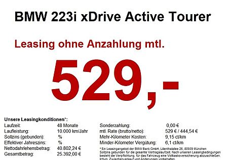 BMW 223i xDrive Active Tourer M Sport Glasdach. AHK.