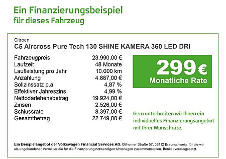 Citroën C5 Aircross Pure Tech 130 SHINE KAMERA 360 LED