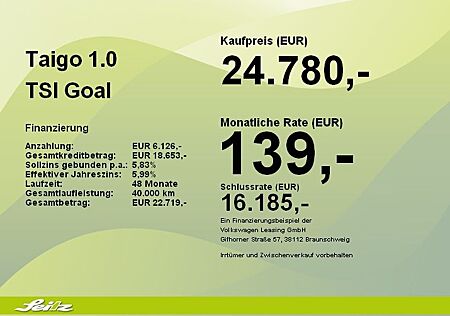 VW Taigo Volkswagen 1.0 TSI Goal *NAVI*PDC*LED*SITZH*