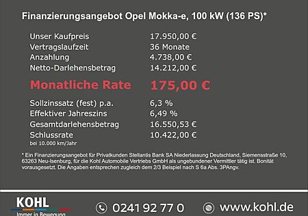 Opel Mokka-e Elegance 136 PS Navi LED PDCv+h SHZ Allw