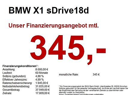BMW X1 sDrive18d xLine Navi.LED.DriveAs.AHK.RüKam
