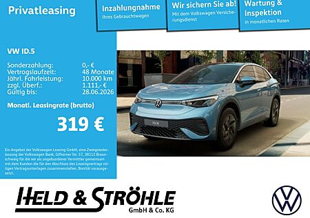 VW ID.5 Volkswagen Pure 52kW Privatleasing ab 319€ Brutto