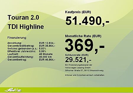 VW Touran Volkswagen 2.0 TDI Highline *7-SITZER*AHK*PANO*