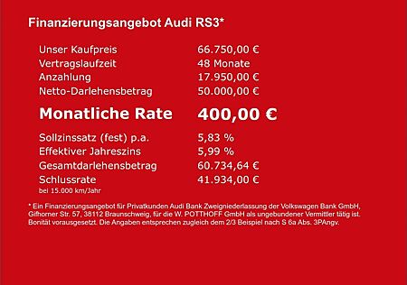 Audi RS3 Sportback PANO ACC MATRIX B&O HuD