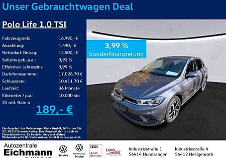 VW Polo Volkswagen Life 1.0 TSI+LED+AHK+ACC+IQ-DRIVE+CLIMA+SHZ