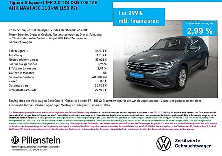 VW Tiguan Allspace Volkswagen LIFE 2.0 TDI DSG 7-SITZE AHK NAV