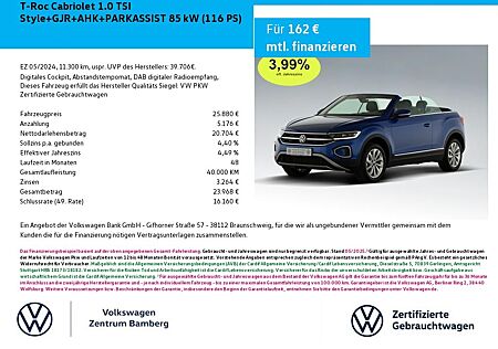 VW T-Roc Volkswagen Cabriolet 1.0 TSI Style+GJR+AHK+PARKASSIST