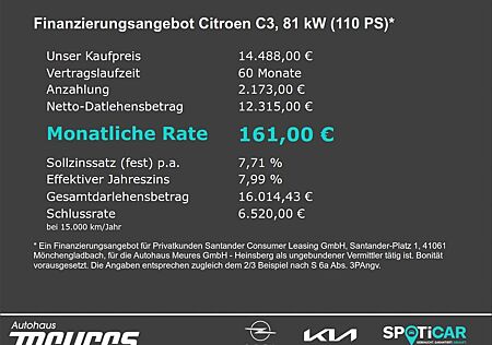 Citroën C3 Shine 1.2 PureTech ATG USB Klimaautom Rückfah