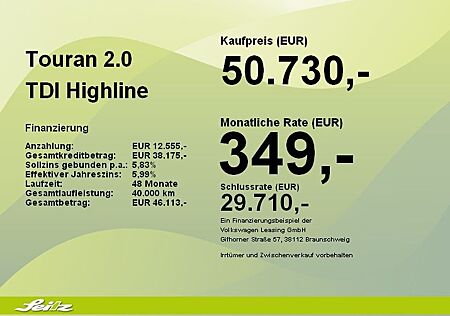 VW Touran Volkswagen 2.0 TDI Highline *7-SITZER*AHK*PANO*
