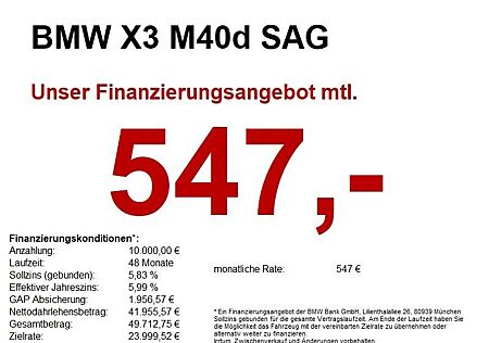 BMW X3 M40d SAG AHK/LASER/HUD/AKUSTIK/hk/GALV/360CAM