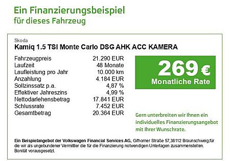 Skoda Kamiq 1.5 TSI Monte Carlo DSG AHK ACC KAMERA LED