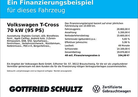 VW T-Cross Volkswagen 1.0 TSI FACELIFT Life App-Connect Kamera