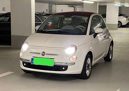 Fiat 500C Cabrio weiß/rot mit Einparkhilfe