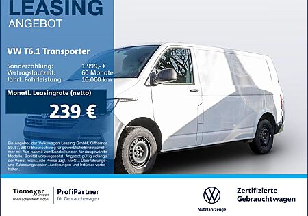 VW T6 Transporter Volkswagen T6.1 Kasten LR LANG 3-SITZE FLÜGELTÜREN KLIMA
