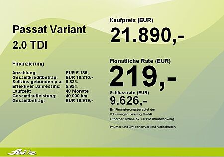 VW Passat Variant Volkswagen 2.0 TDI Business *AHK*LED*KAMERA*
