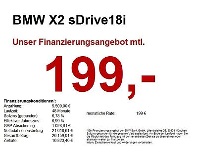 BMW X2 sDrive18i AHK/CAM/LED/NAVI/SH/PRIVACY/S-LENK