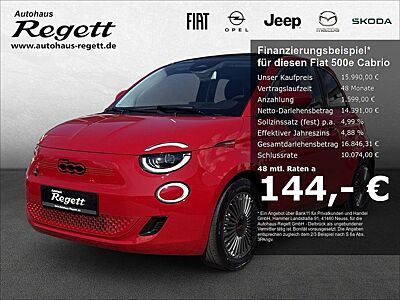 Fiat 500e Cabrio Red*El. Verdeck*Navi*Apple CarPlay*A
