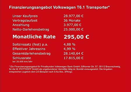 VW T6 Transporter Volkswagen T6.1 Transporter Kasten 2.0 TDI LANG STANDHZG AH