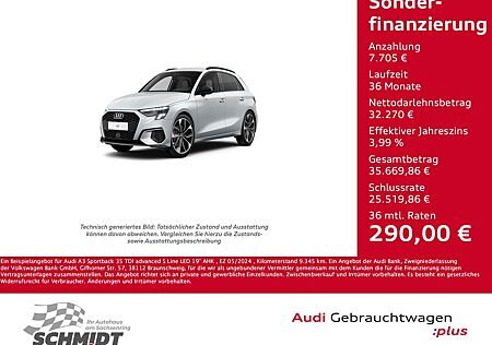 Audi A3 Sportback 35 TDI advanced S Line LED 19" AHK