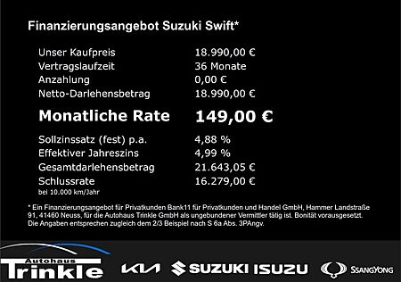 Suzuki Swift Comfort+ 149,-€/MTL. OHNE ANZAHLUNG!! Navi