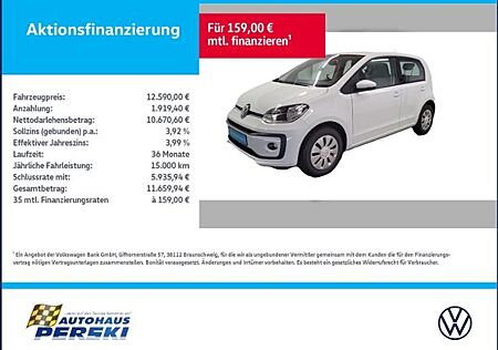 VW Up Volkswagen ! 1.0 KLIMA, KAMERA, TEMPOMAT, PDC HINTEN KLIM