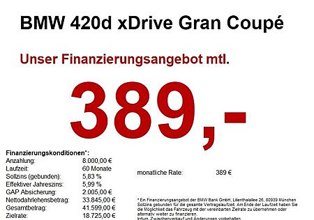 BMW 420d xDrive Gran Coupé Navi.LED.Standhz.RFK.ACC