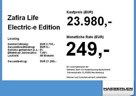 Opel Zafira Life Electric-e Edition M Xenon Pano-Dach