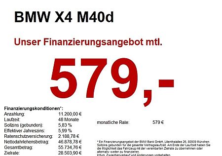 BMW X4 M40d AHK/SHZ/LASER/HUD/hk/PANO/AKUSTIK/360
