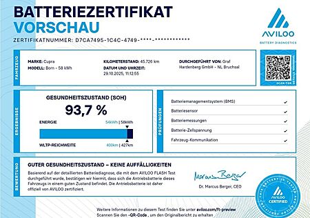Cupra Born Tech M - Below Zero - Pilot M