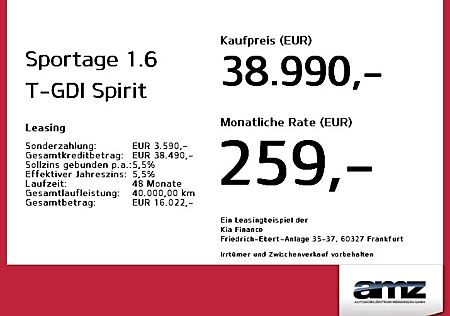 Kia Sportage 1.6 T-GDI Spirit Panoramadach*360°Kamer