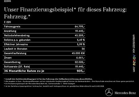 Mercedes-Benz E 220 d Limousine AMG MBUX Burm Night Ambiente