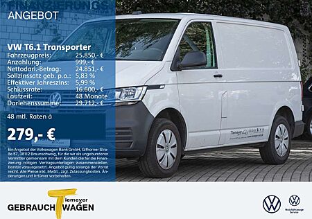 VW T6 Transporter Volkswagen T6.1 Transporter T6.1 Kasten 3-SITZE AHK KAMERA FLÜGELTÜREN