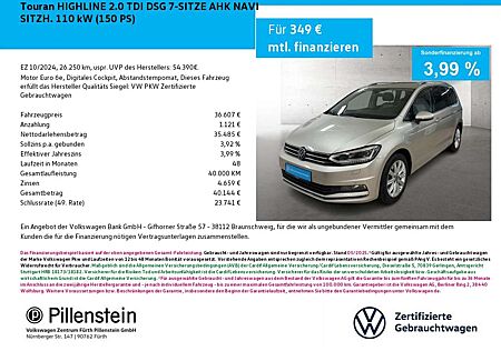 VW Touran Volkswagen HIGHLINE 2.0 TDI DSG 7-SITZE AHK NAVI SITZH.
