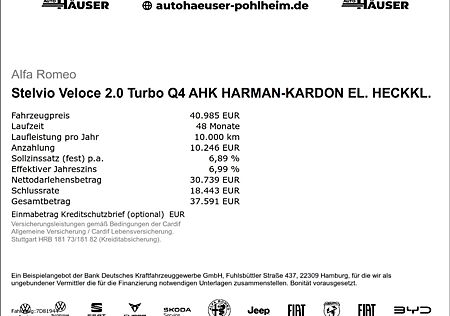 Alfa Romeo Stelvio Veloce 2.0 Turbo Q4 AHK HARMAN-KARDON EL. HECKKL.