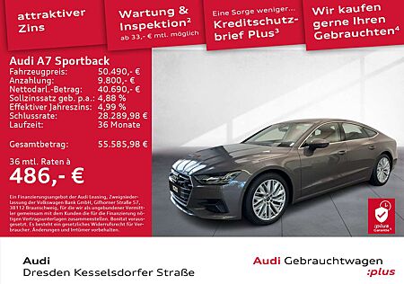 Audi A7 50 TDI Q. Kamera AHZV LED Navi HUD