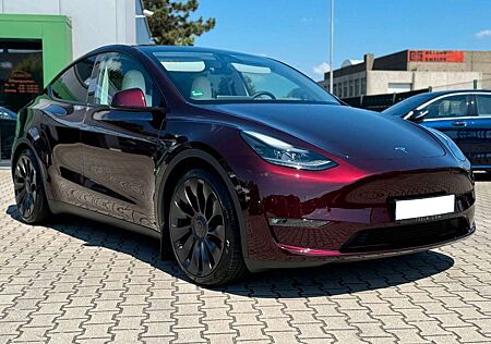 Tesla Model Y Performance AWD /Midnight Cherry Red